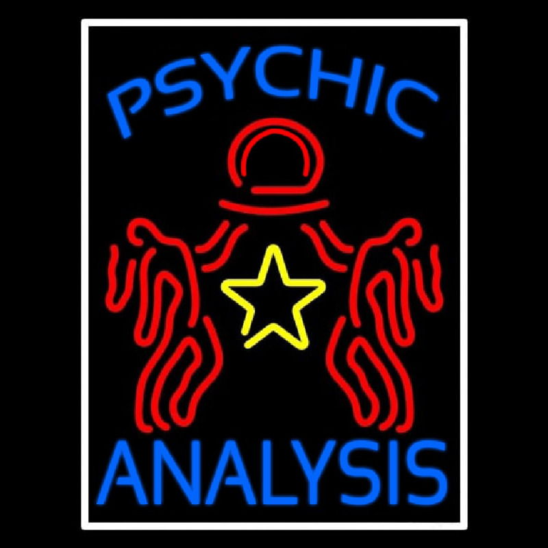 Blue Psychic Analysis With Logo Neon Skilt