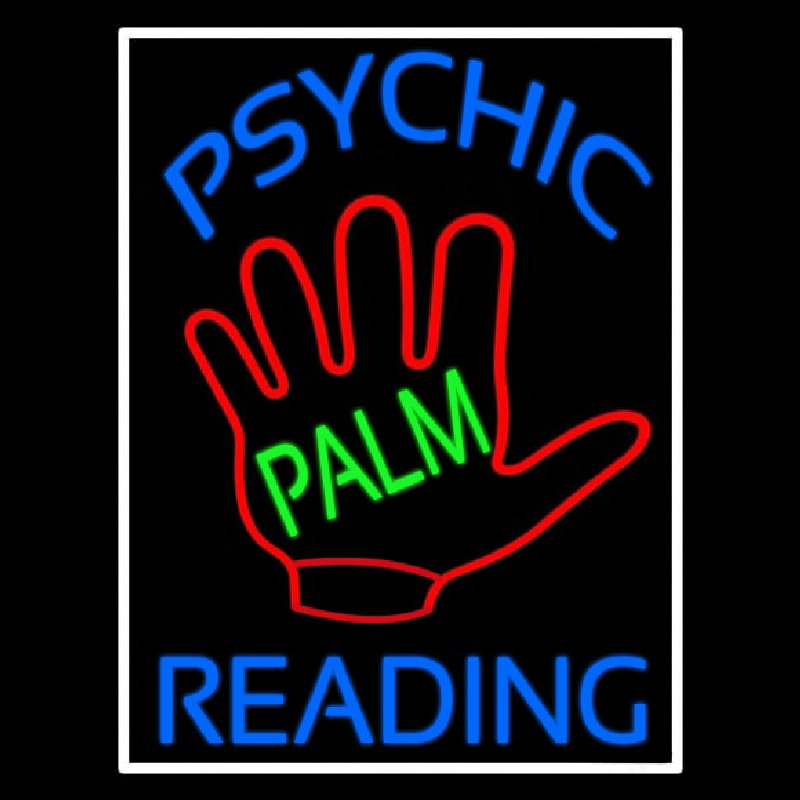 Blue Psychic Reading With Green Palm Neon Skilt