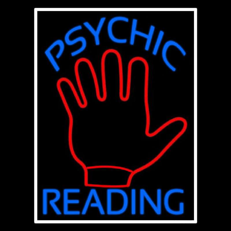 Blue Psychic Reading With White Border Neon Skilt