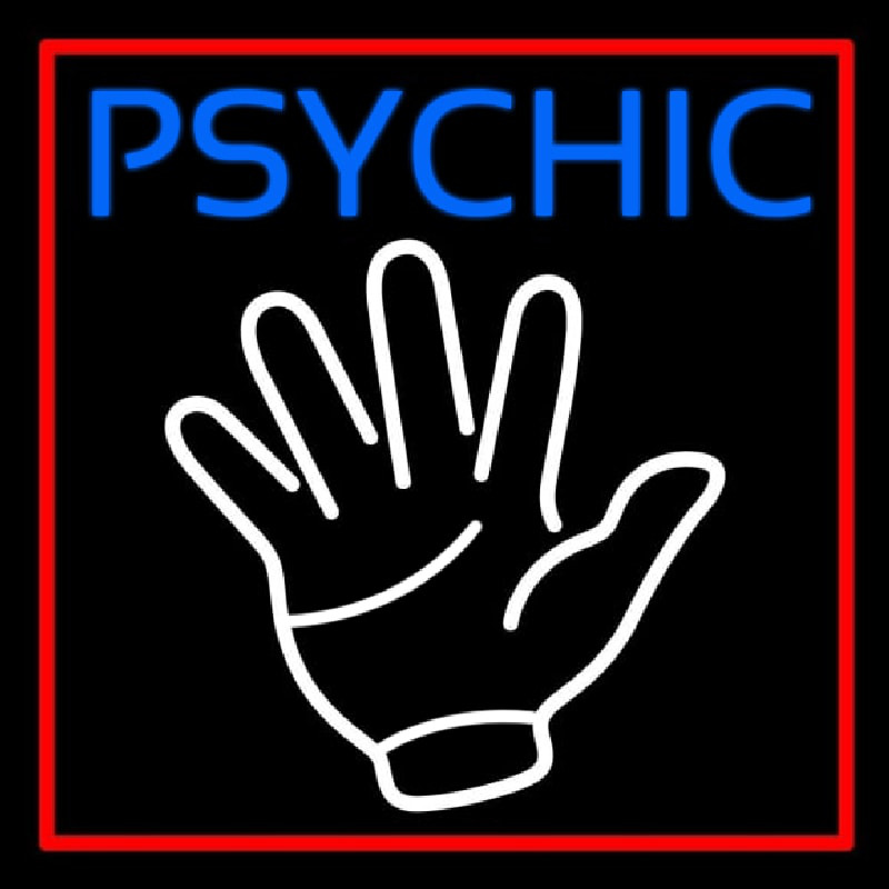 Blue Psychic Red Border Neon Skilt