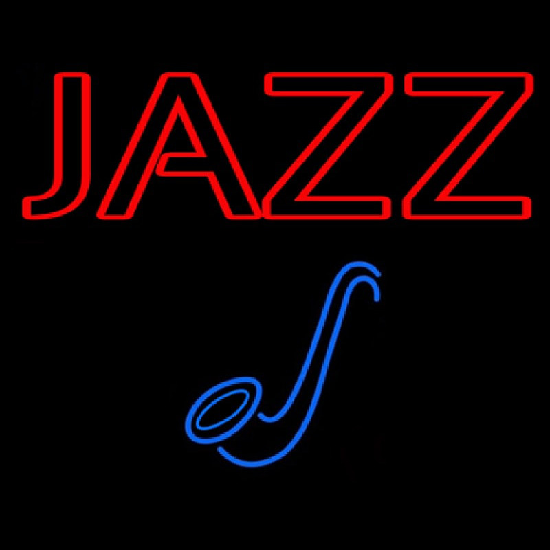 Blue Sa ophone Red Jazz Block Neon Skilt