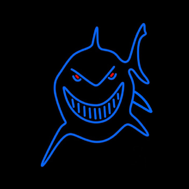 Blue Shark Face Neon Skilt