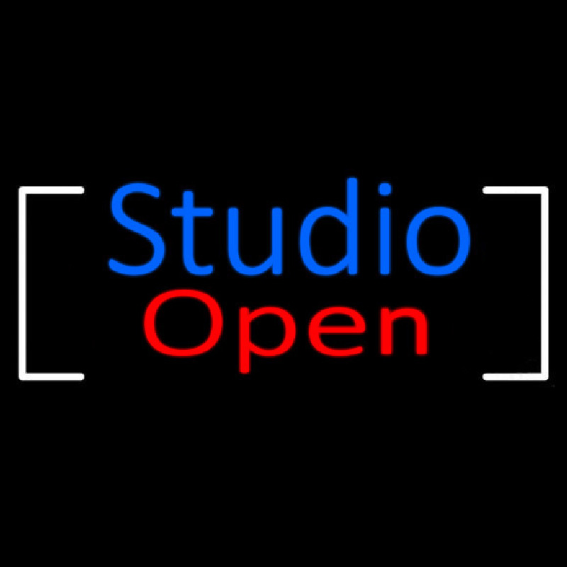 Blue Studio Red Open Border Neon Skilt