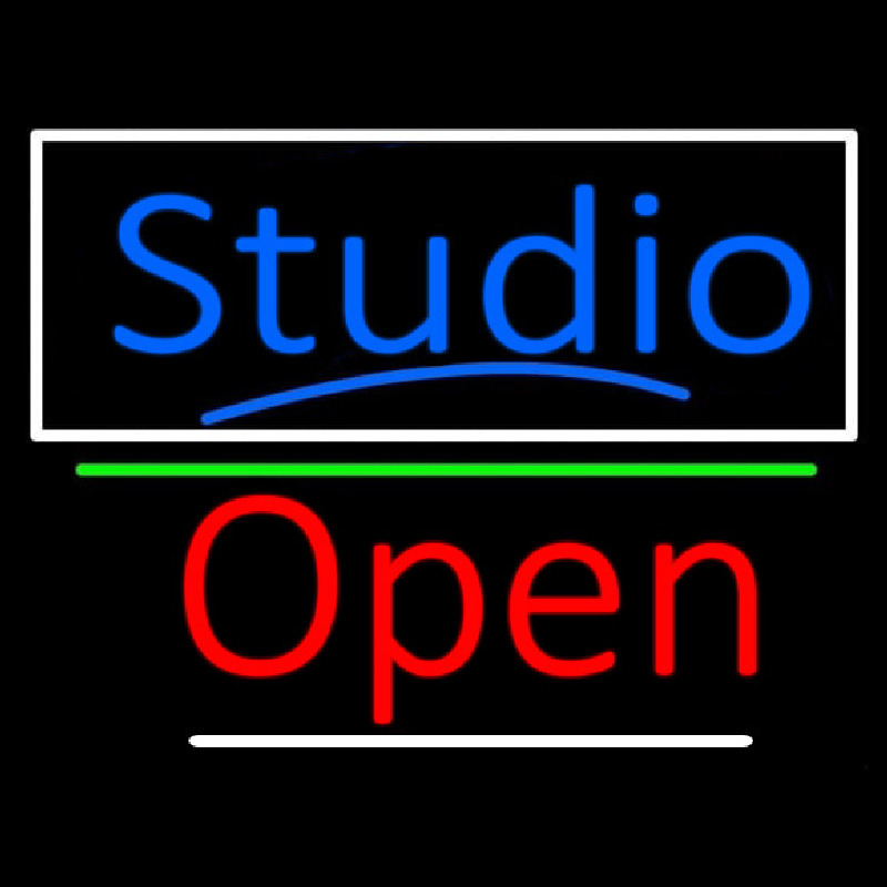 Blue Studio With Open 3 Neon Skilt