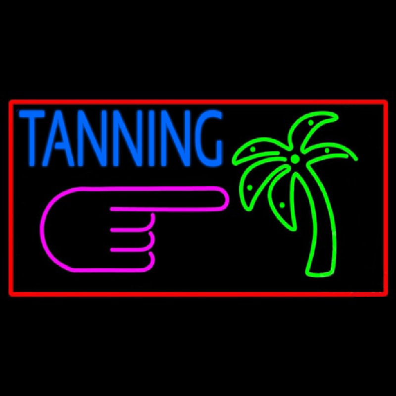 Blue Tanning Palm Tree Neon Skilt