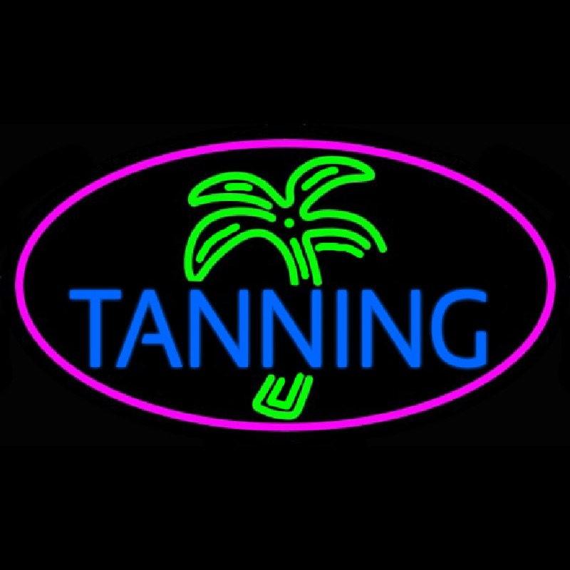 Blue Tanning Palm Tree Neon Skilt