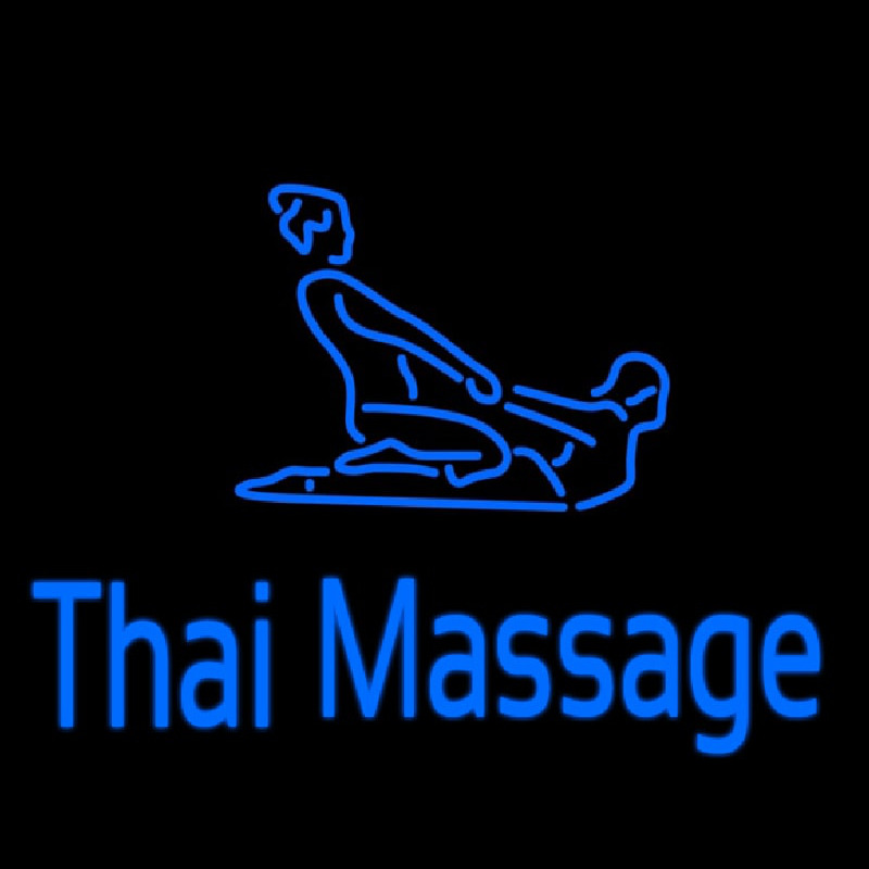 Blue Thai Massage Logo Neon Skilt