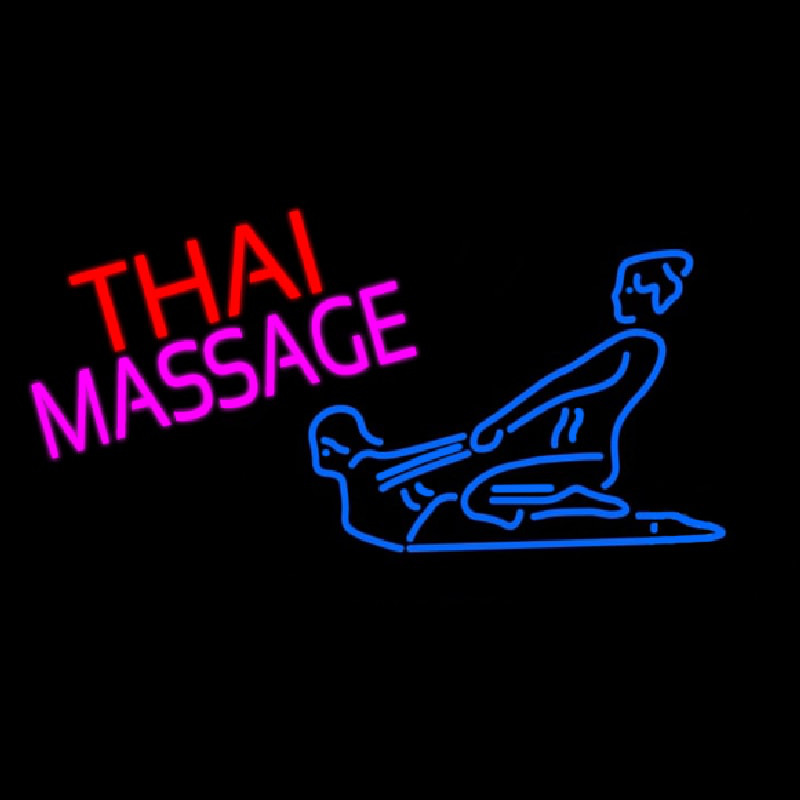 Blue Thai Massage Logo Neon Skilt