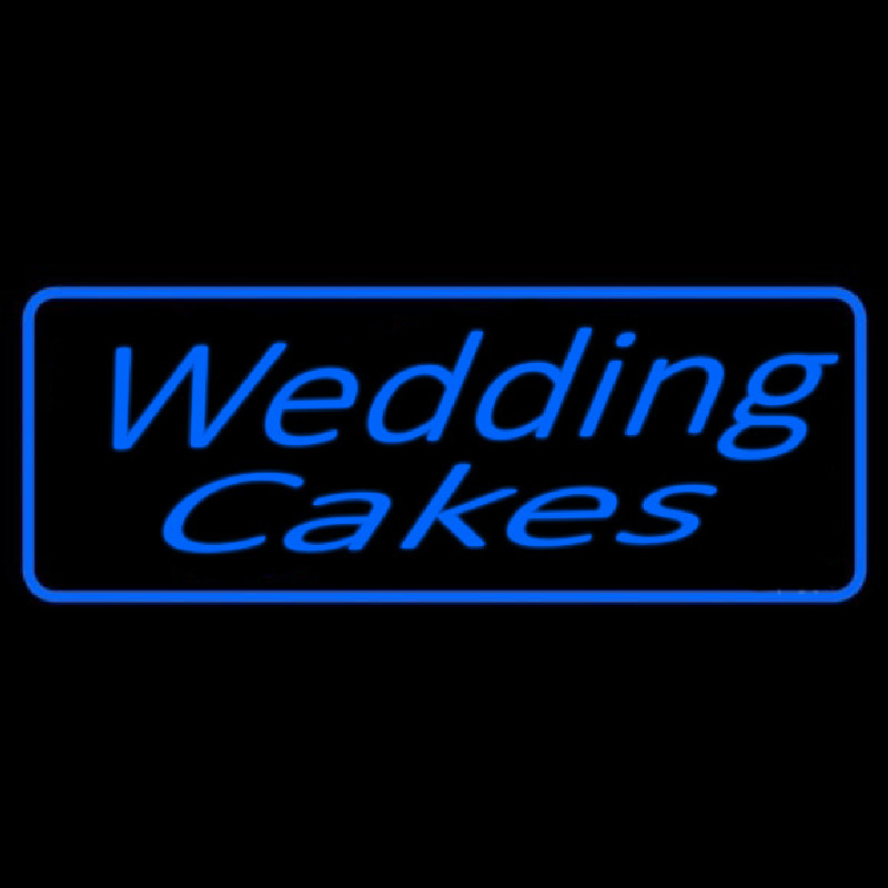 Blue Wedding Cakes Cursive Neon Skilt