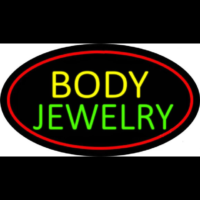 Body Jewelry Oval Red Neon Skilt