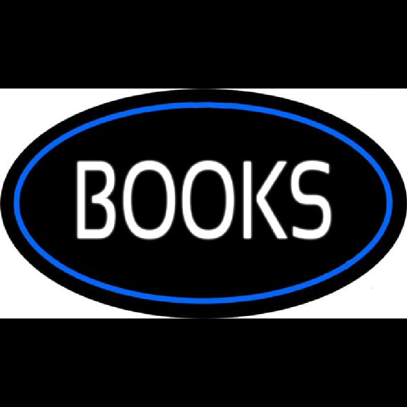 Books Oval Blue Neon Skilt