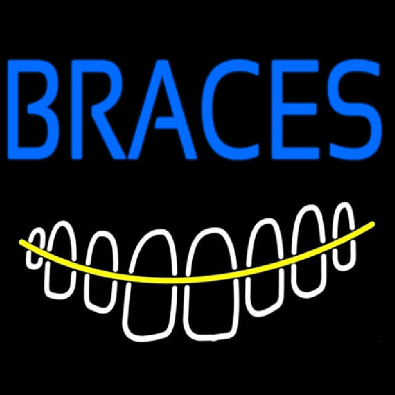 Braces With Teeth Neon Skilt