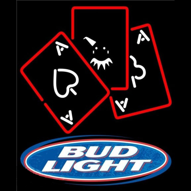 Bud Light Ace And Poker Beer Sign Neon Skilt