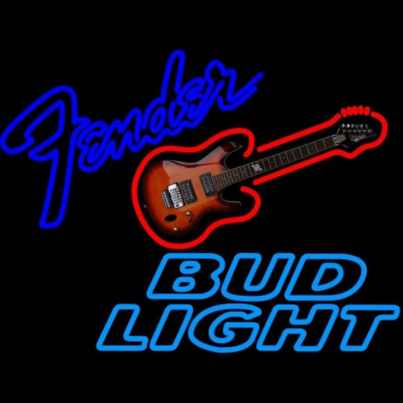 Bud Light Fender Guitar Beer Sign Neon Skilt