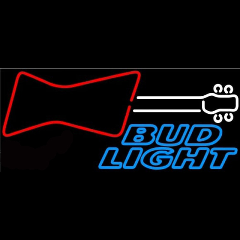 Bud Light Guitar Red White Beer Sign Neon Skilt