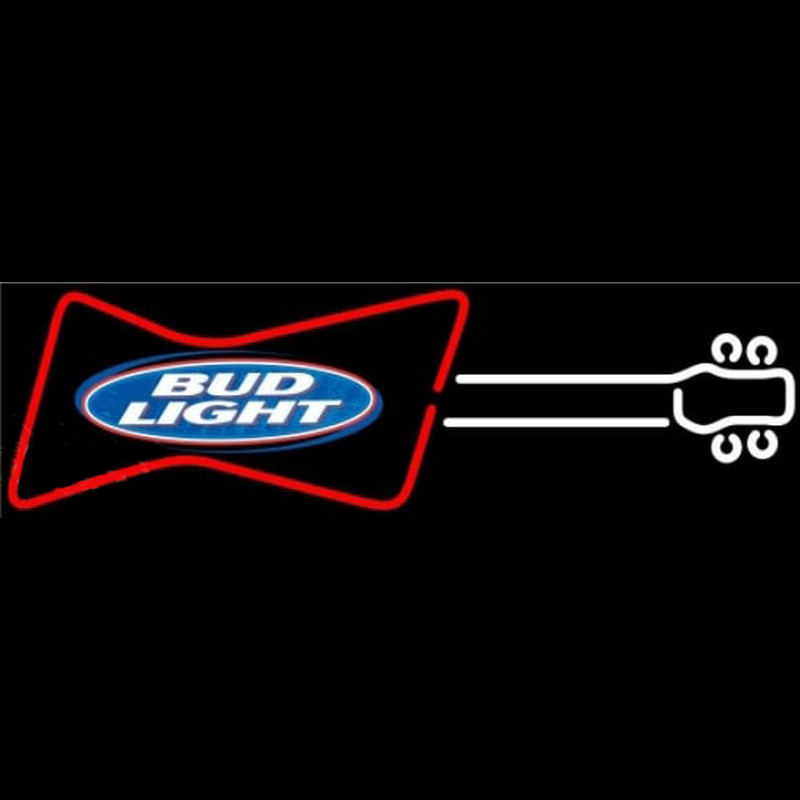 Bud Light Guitar Red White Beer Sign Neon Skilt