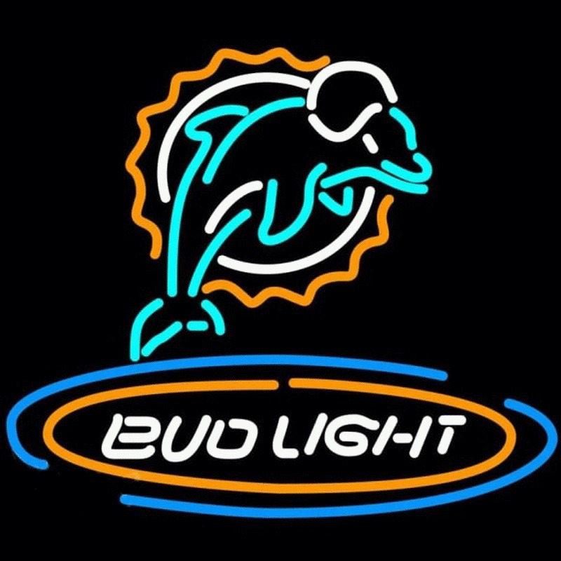 Bud Light Miami Dolphins Beer Sign Neon Skilt