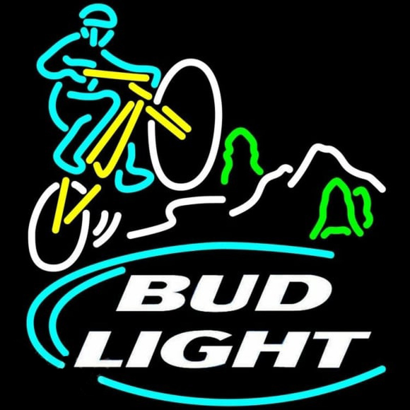 Bud Light Mountain Biker Beer Sign Neon Skilt