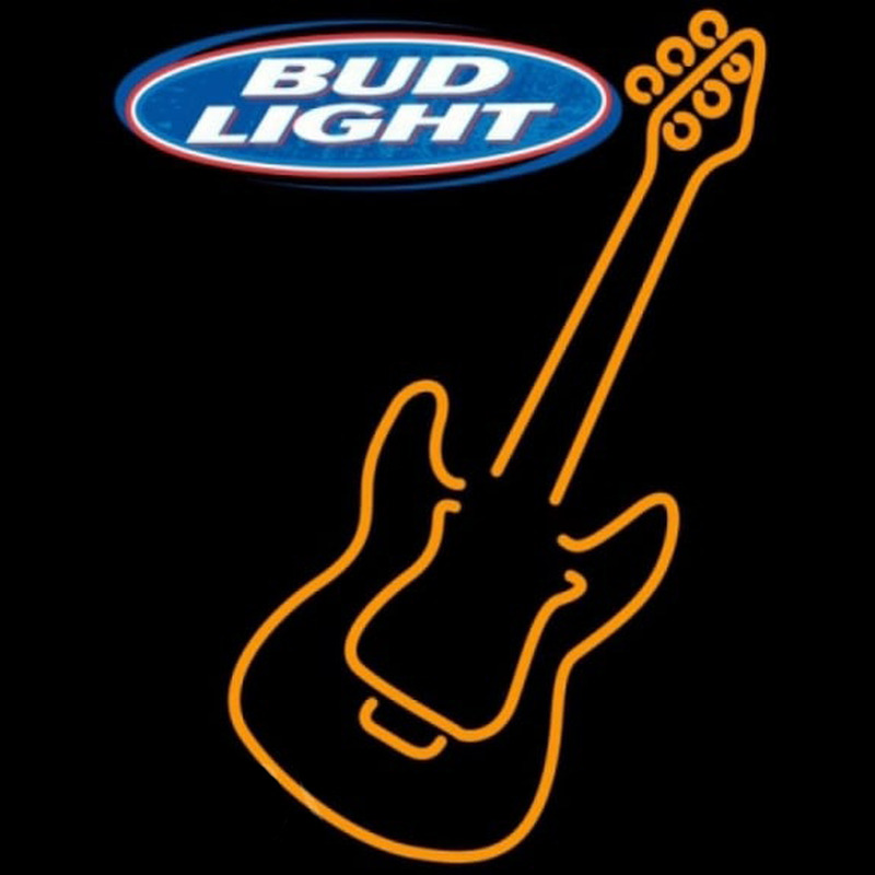 Bud Light Only Orange Guitar Beer Sign Neon Skilt