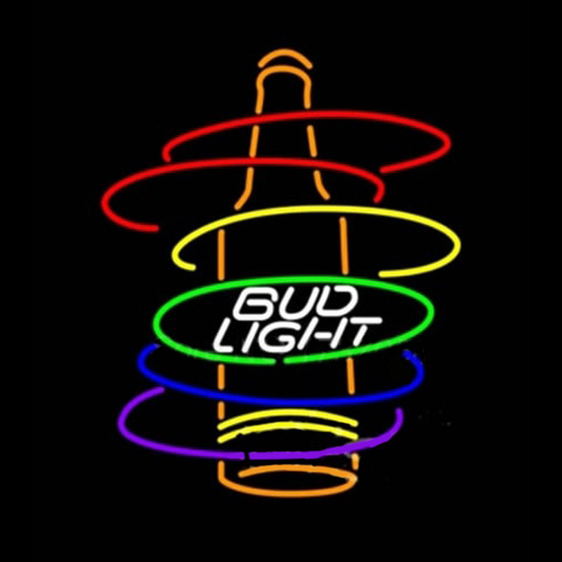 Bud Light Rainbow Bottle Neon Skilt