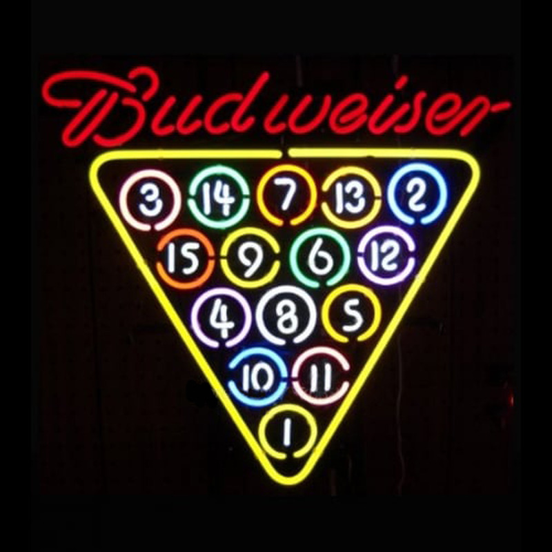 Budweiser 15 Ball Rack Neon Skilt