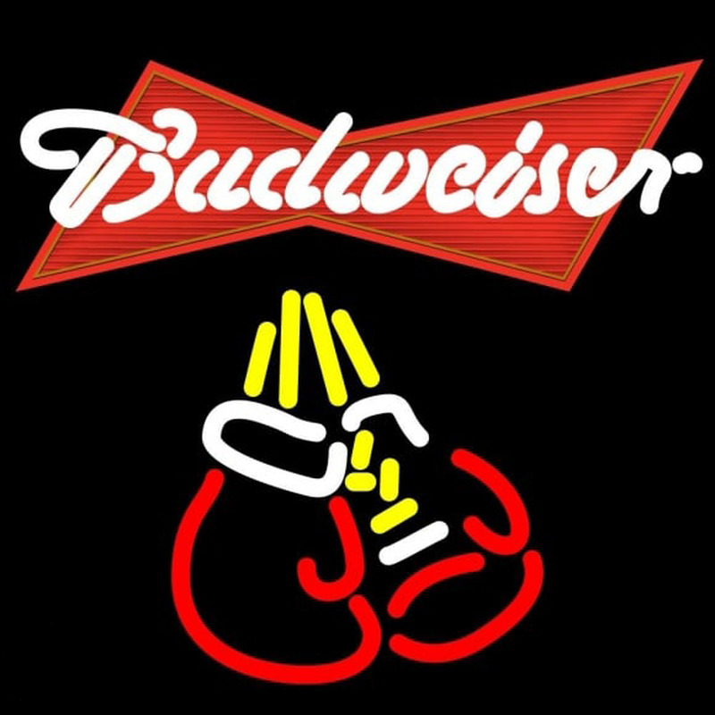 Budweiser Bo ing Gloves Beer Sign Neon Skilt