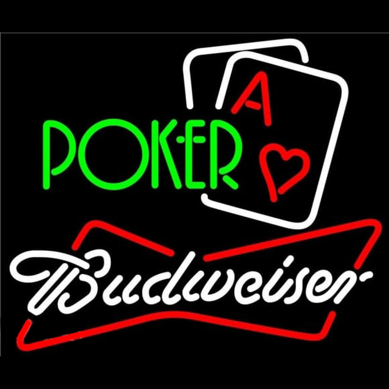 Budweiser Green Poker Beer Sign Neon Skilt