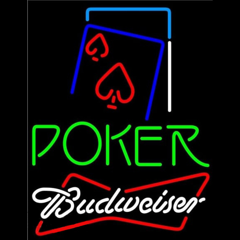 Budweiser Green Poker Red Heart Beer Sign Neon Skilt