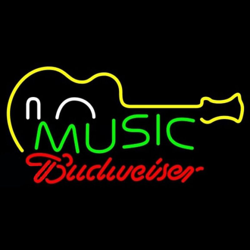 Budweiser Music Guitar Beer Sign Neon Skilt