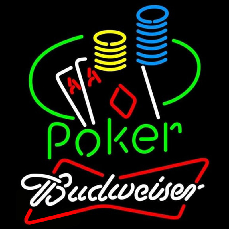 Budweiser Poker Ace Coin Table Beer Sign Neon Skilt