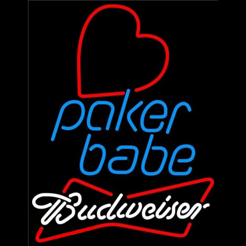 Budweiser Poker Girl Heart Babe Beer Sign Neon Skilt