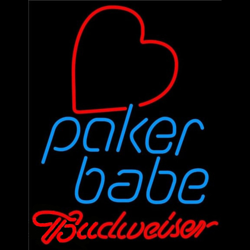 Budweiser Poker Girl Heart Babe Beer Sign Neon Skilt