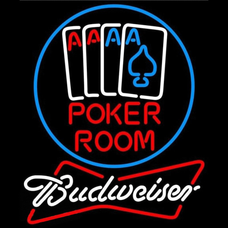 Budweiser Poker Room Beer Sign Neon Skilt