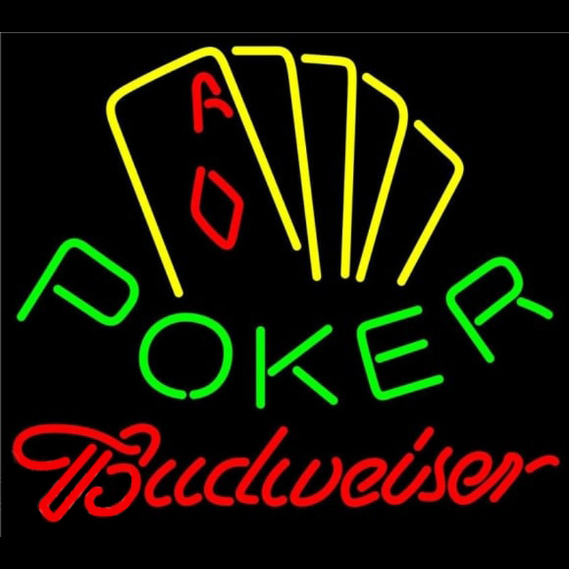 Budweiser Poker Yellow Beer Sign Neon Skilt