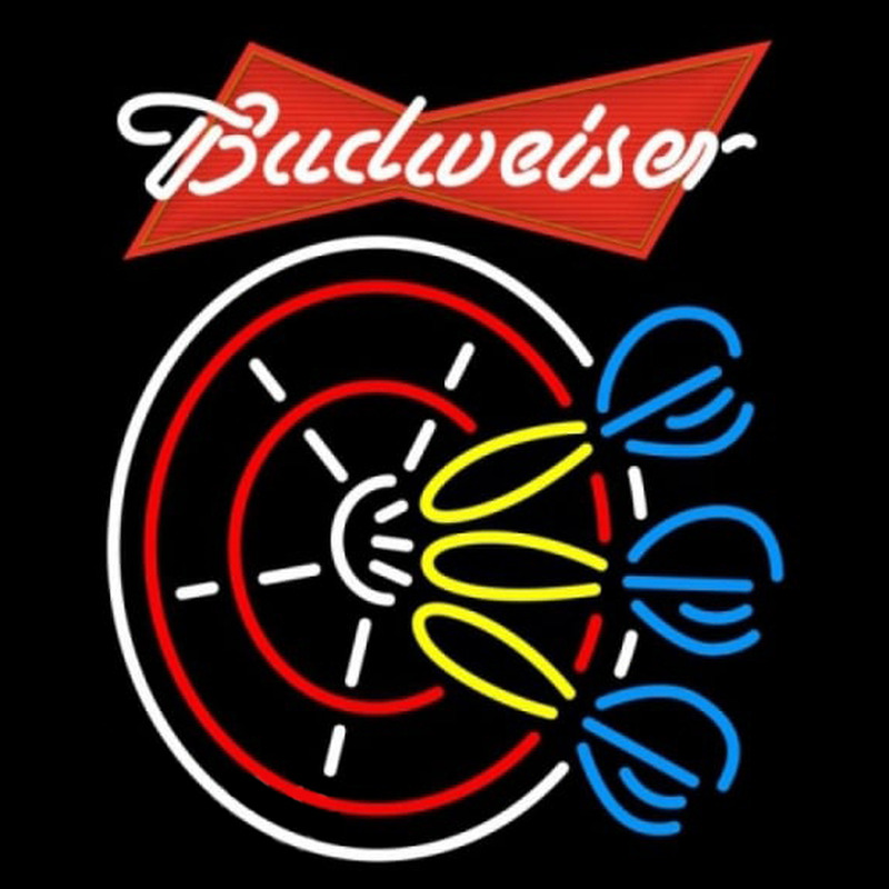 Budweiser Red Darts Pin Beer Sign Neon Skilt