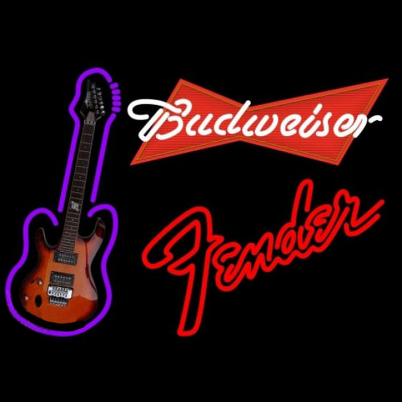 Budweiser Red Fender Red Guitar Beer Sign Neon Skilt