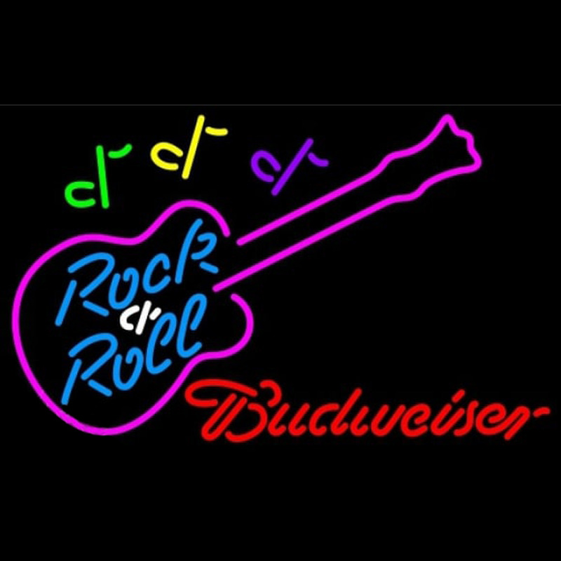 Budweiser Rock N Roll Pink Guitar Beer Sign Neon Skilt