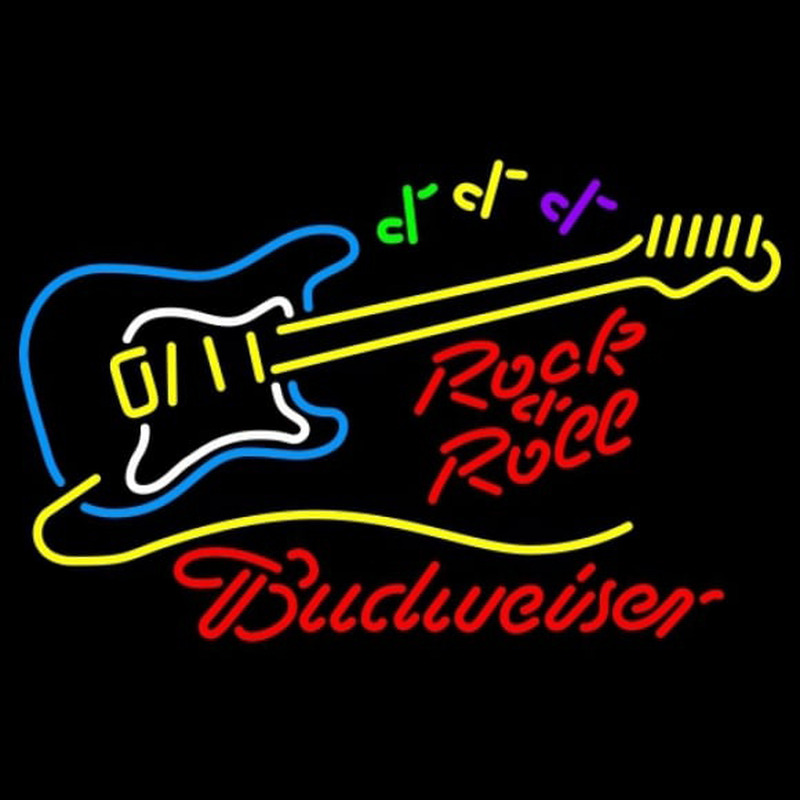 Budweiser Rock N Roll Yellow Guitar Beer Sign Neon Skilt