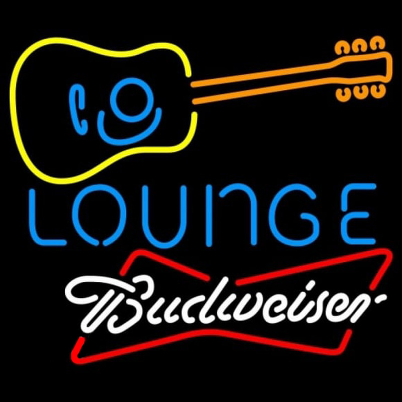 Budweiser White Guitar Lounge Beer Sign Neon Skilt