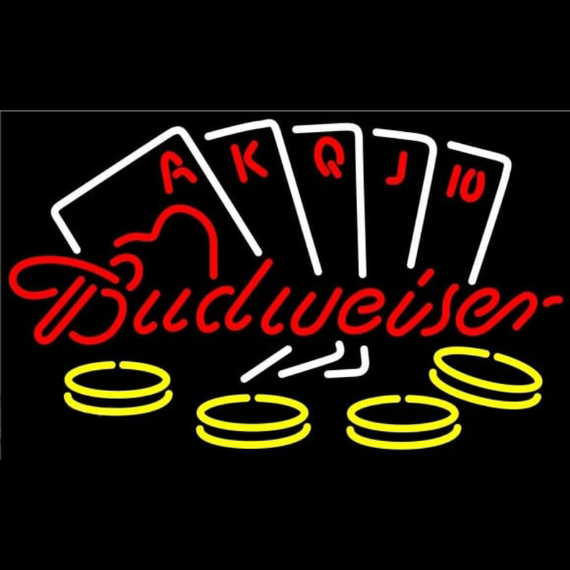 Budweiser With Poker Beer Sign Neon Skilt