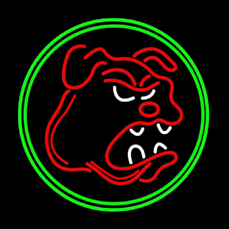 Bull Dog With Oval Neon Skilt