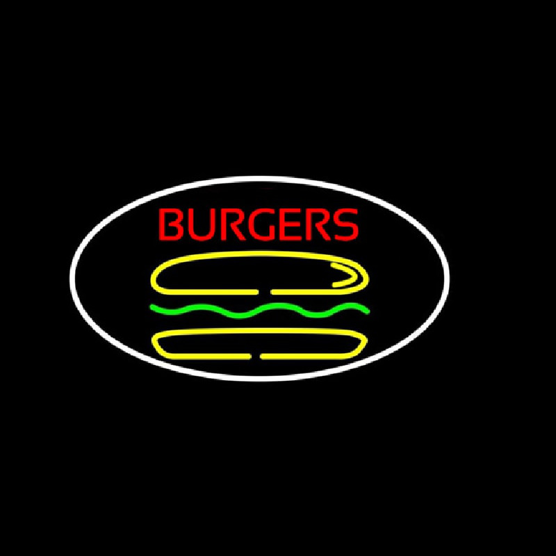 Burgers Oval Neon Skilt