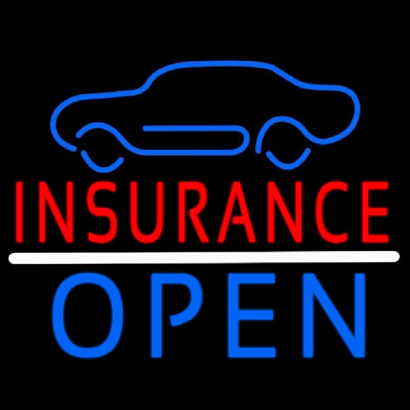 Car Logo Red Insurance Open Neon Skilt