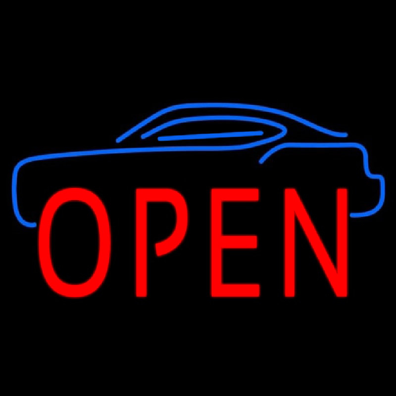 Car Open Block Neon Skilt