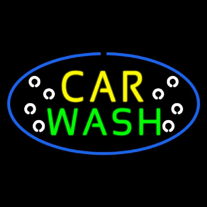 Car Wash Block Oval Neon Skilt