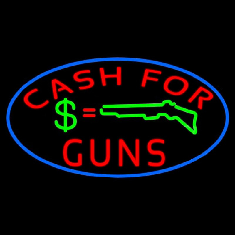 Cash For Guns Blue Border Neon Skilt