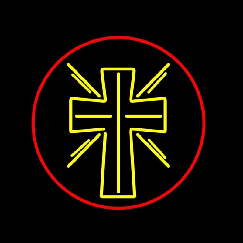 Christian Cross With Border Neon Skilt