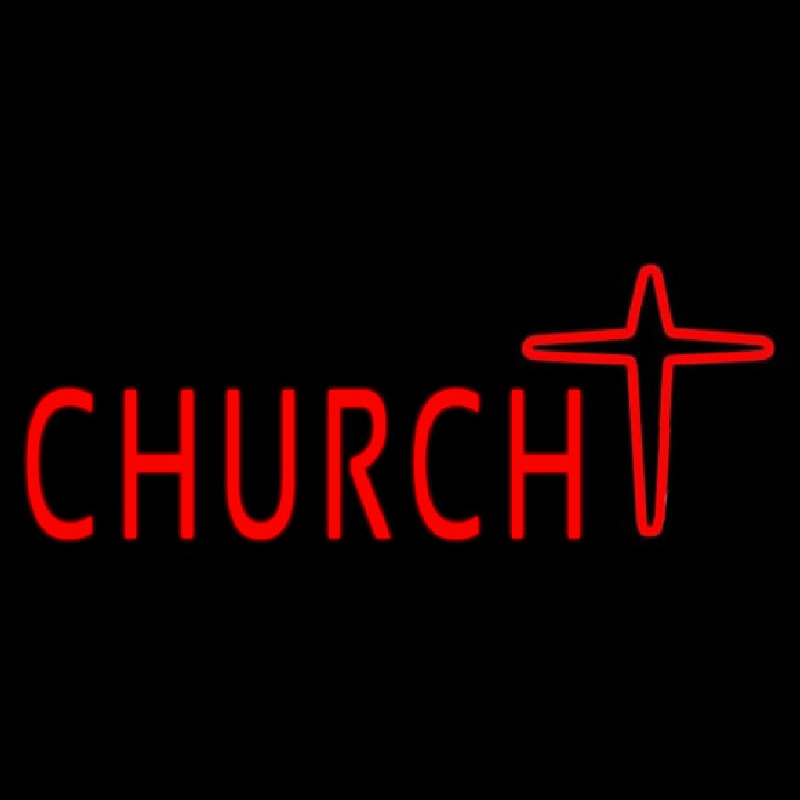 Church With Cross Logo Neon Skilt