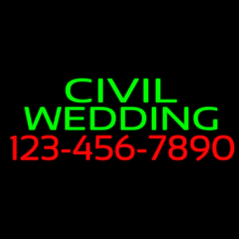 Civil Wedding With Phone Number Neon Skilt