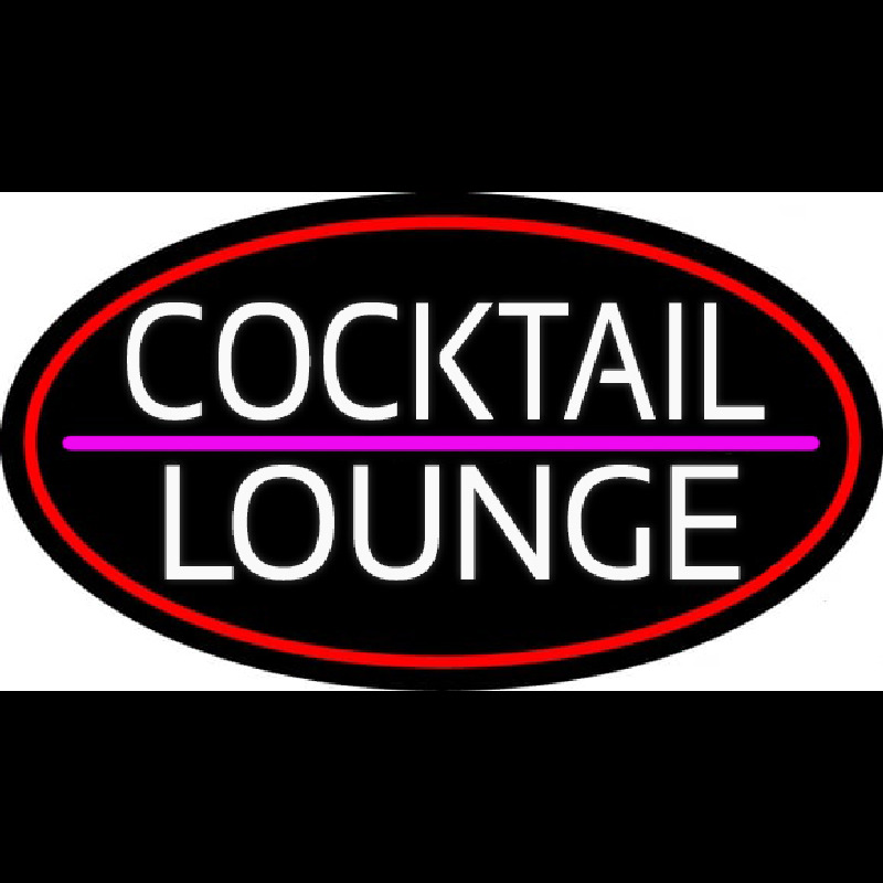 Cocktail Lounge Oval With Red Border Neon Skilt